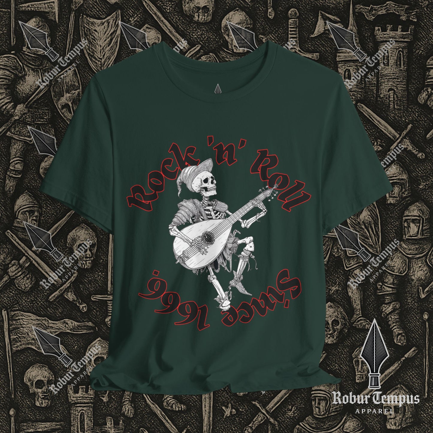 Rock N Roll Skeleton Playing a Lute Graphic T-Shirt
