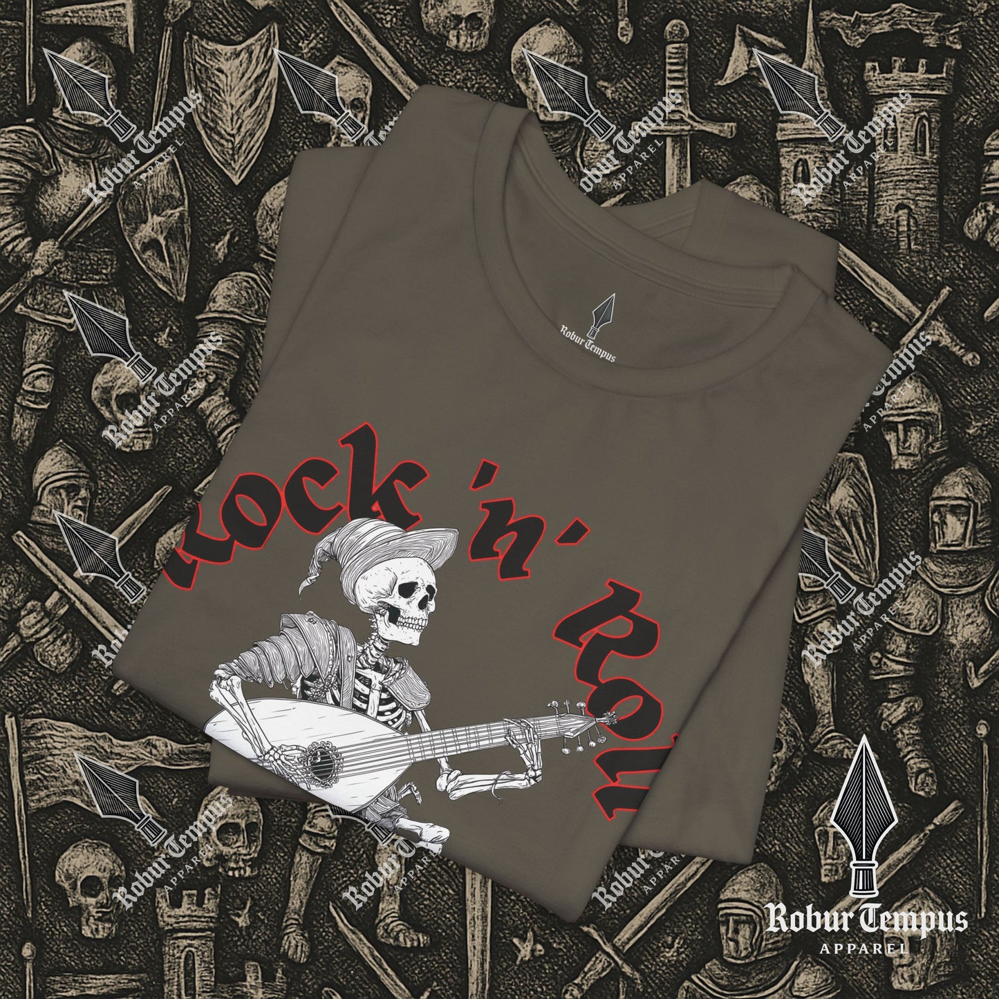 Rock N Roll Skeleton Playing a Lute Graphic T-Shirt
