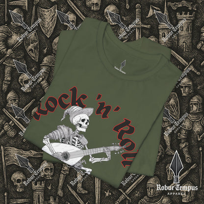 Rock N Roll Skeleton Playing a Lute Graphic T-Shirt