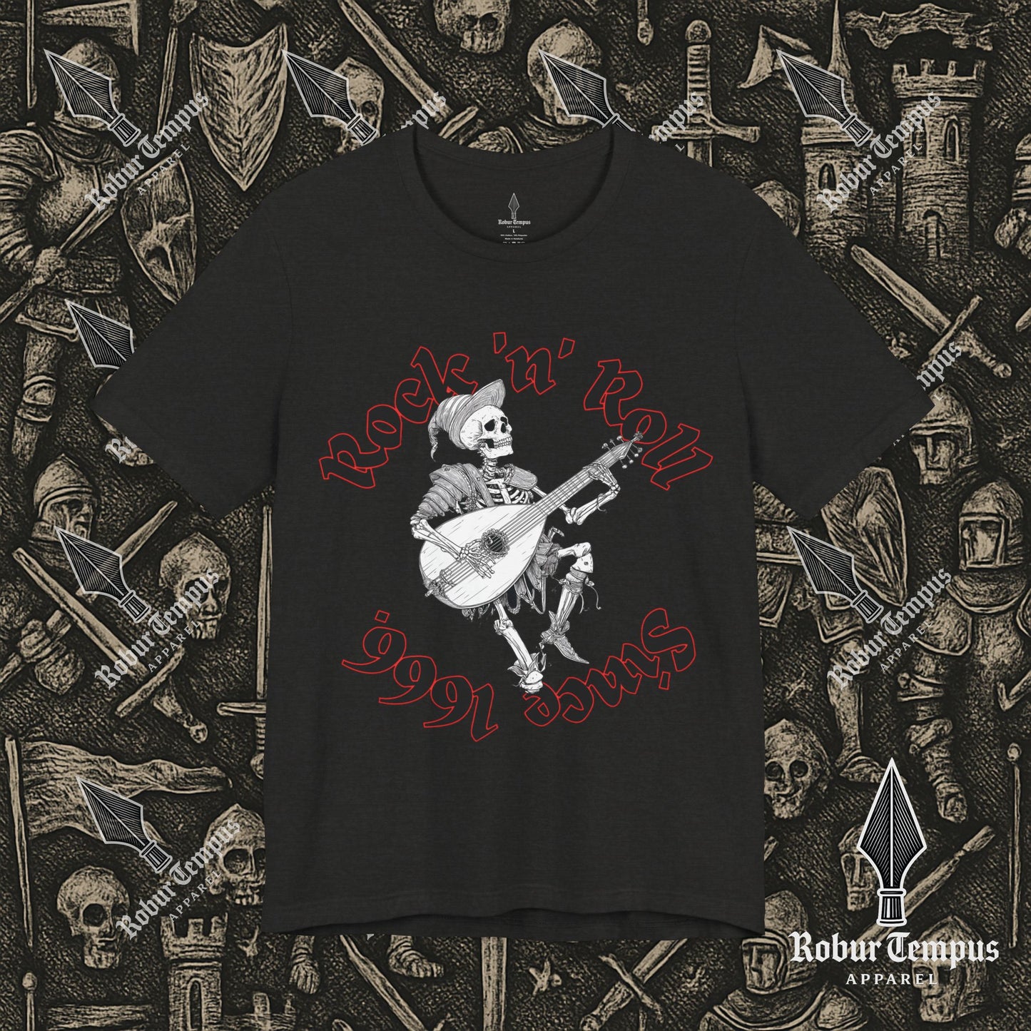Rock N Roll Skeleton Playing a Lute Graphic T-Shirt