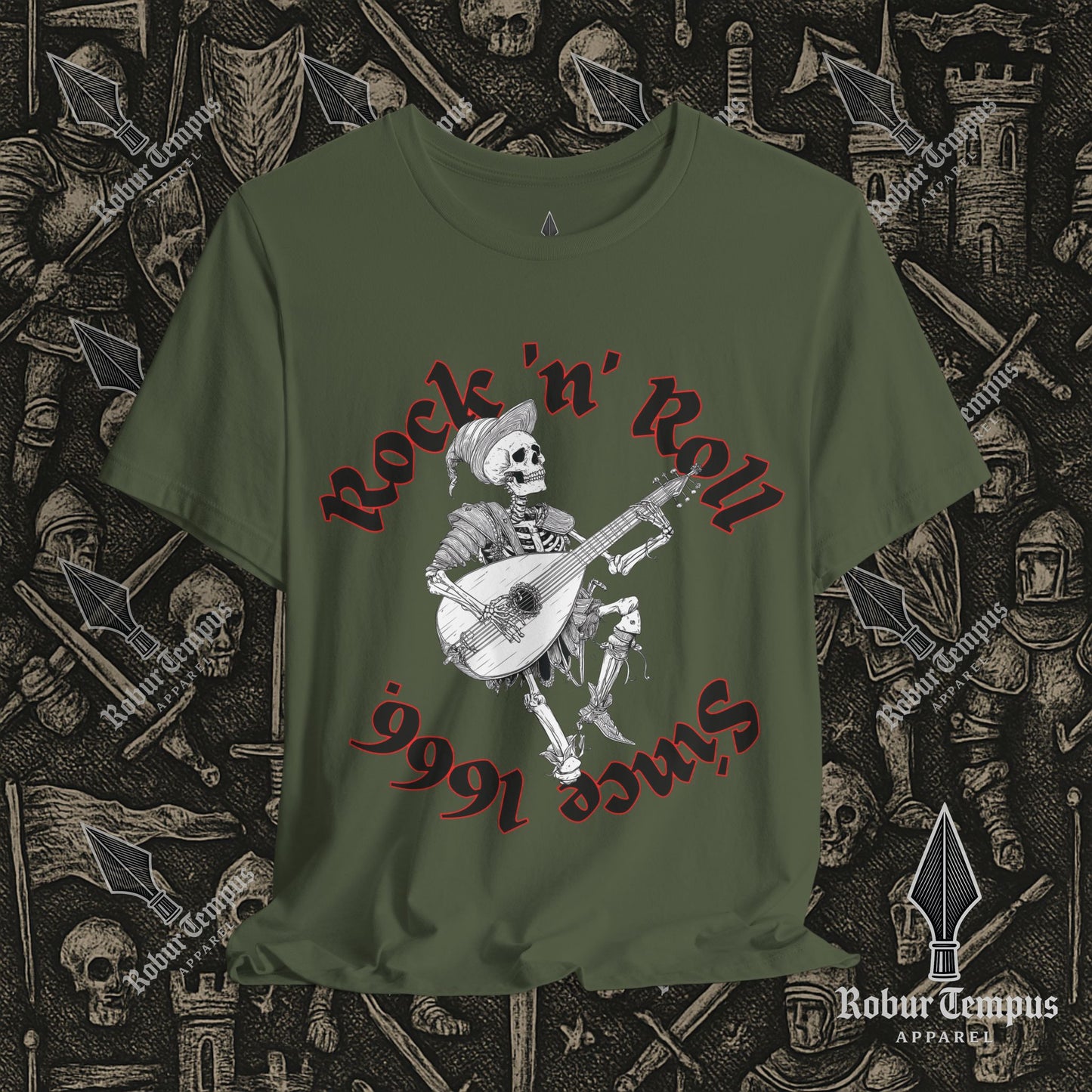 Rock N Roll Skeleton Playing a Lute Graphic T-Shirt