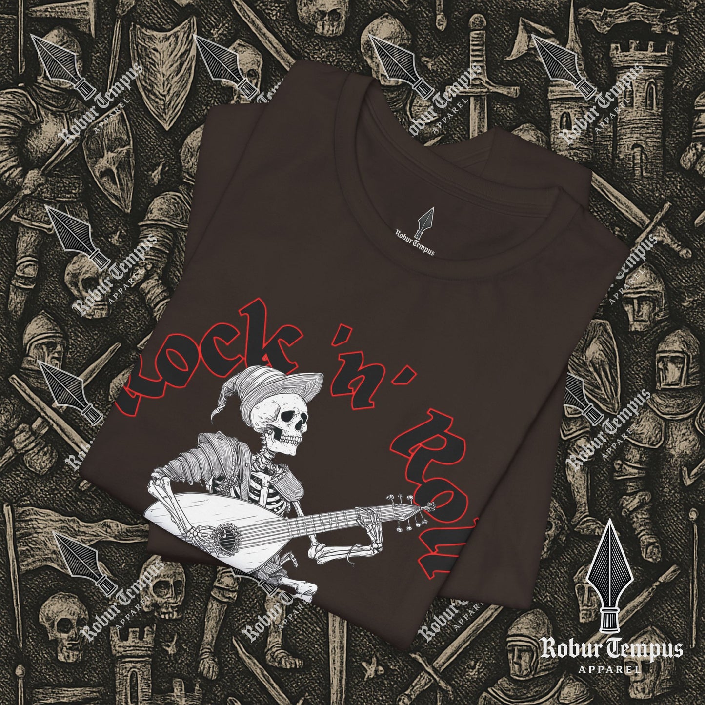 Rock N Roll Skeleton Playing a Lute Graphic T-Shirt