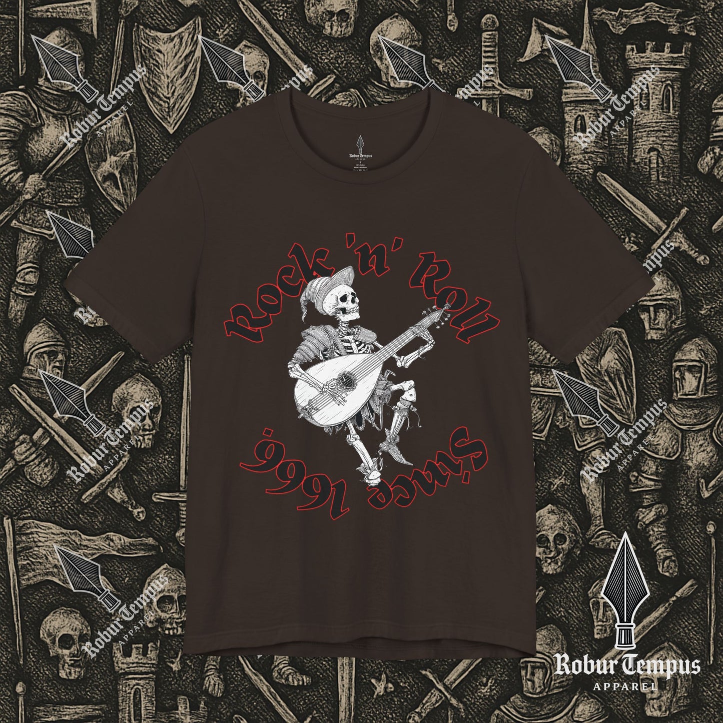 Rock N Roll Skeleton Playing a Lute Graphic T-Shirt