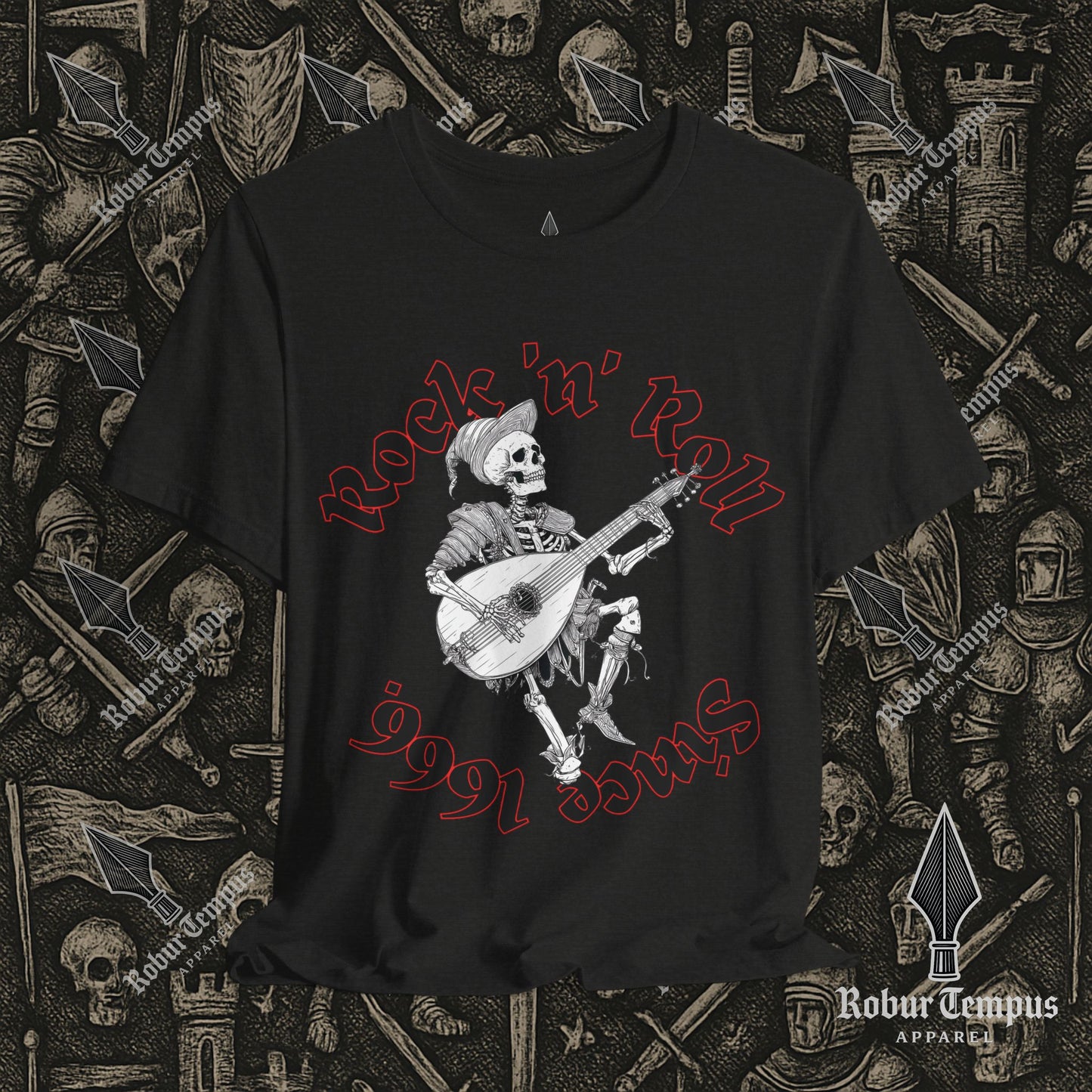 Rock N Roll Skeleton Playing a Lute Graphic T-Shirt