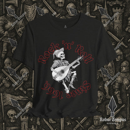 Rock N Roll Skeleton Playing a Lute Graphic T-Shirt