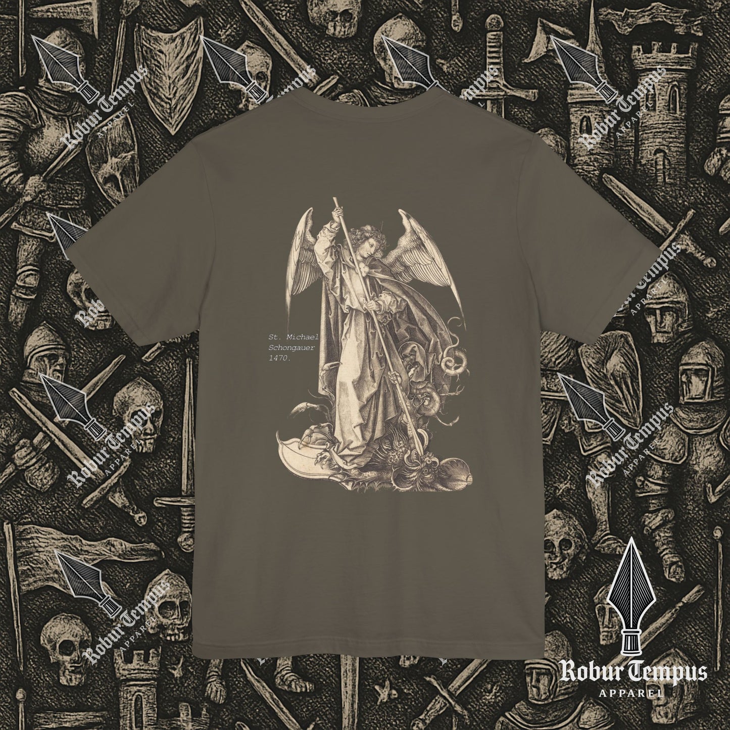 St Michael Schongauer back print T-Shirt