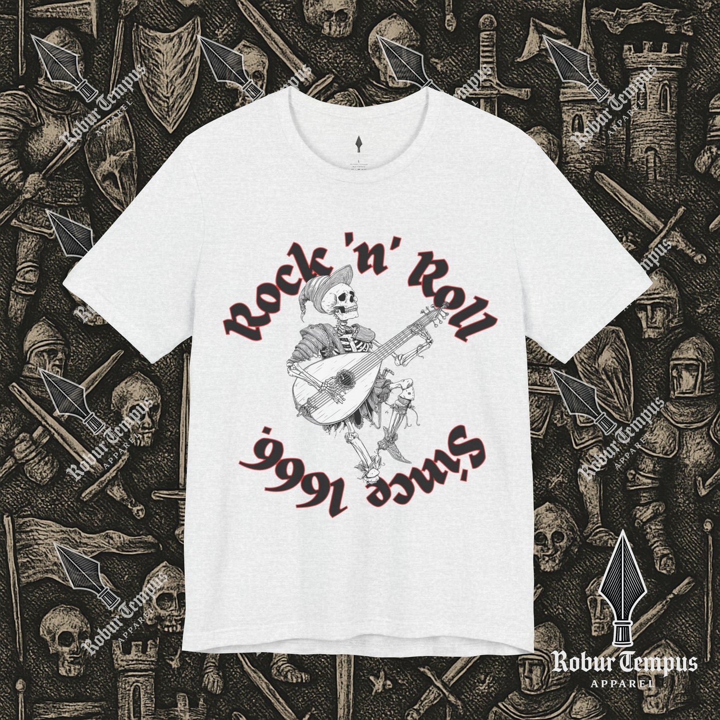 Rock N Roll Skeleton Playing a Lute Graphic T-Shirt