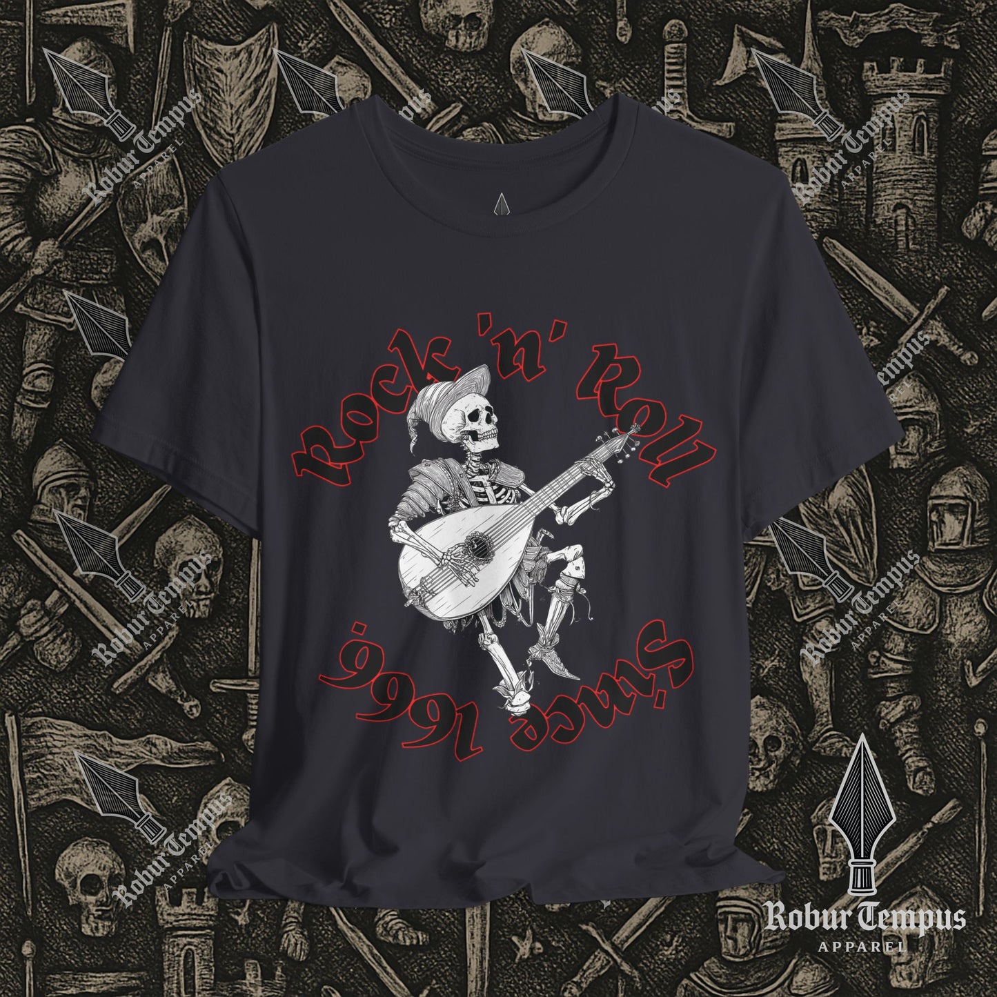 Rock N Roll Skeleton Playing a Lute Graphic T-Shirt