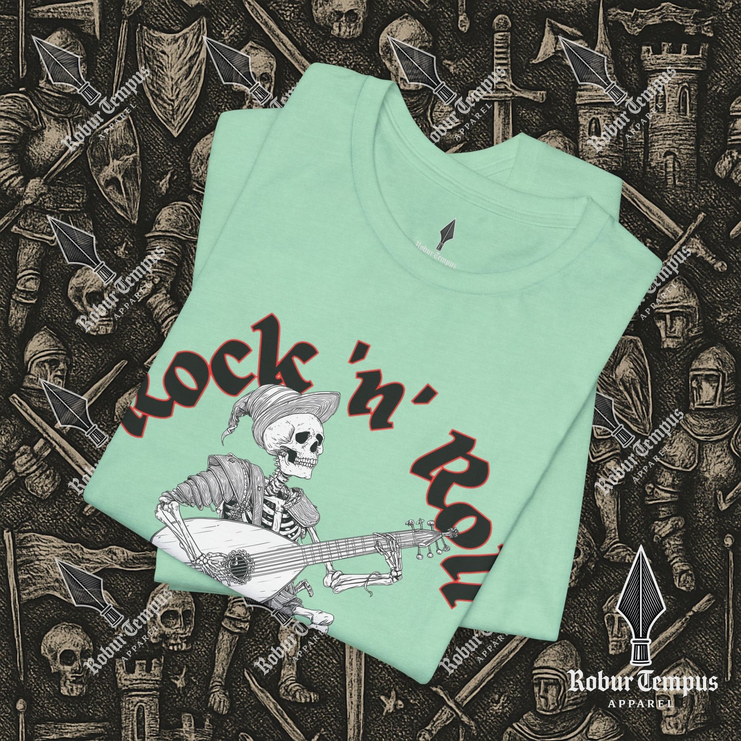 Rock N Roll Skeleton Playing a Lute Graphic T-Shirt