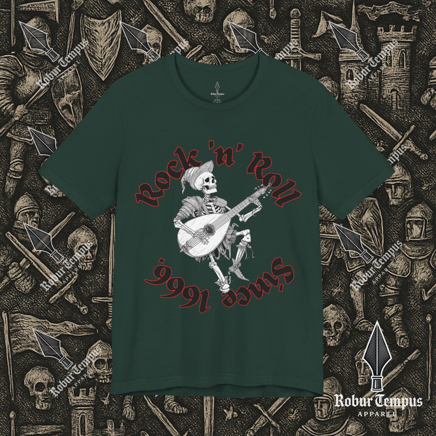 Rock N Roll Skeleton Playing a Lute Graphic T-Shirt