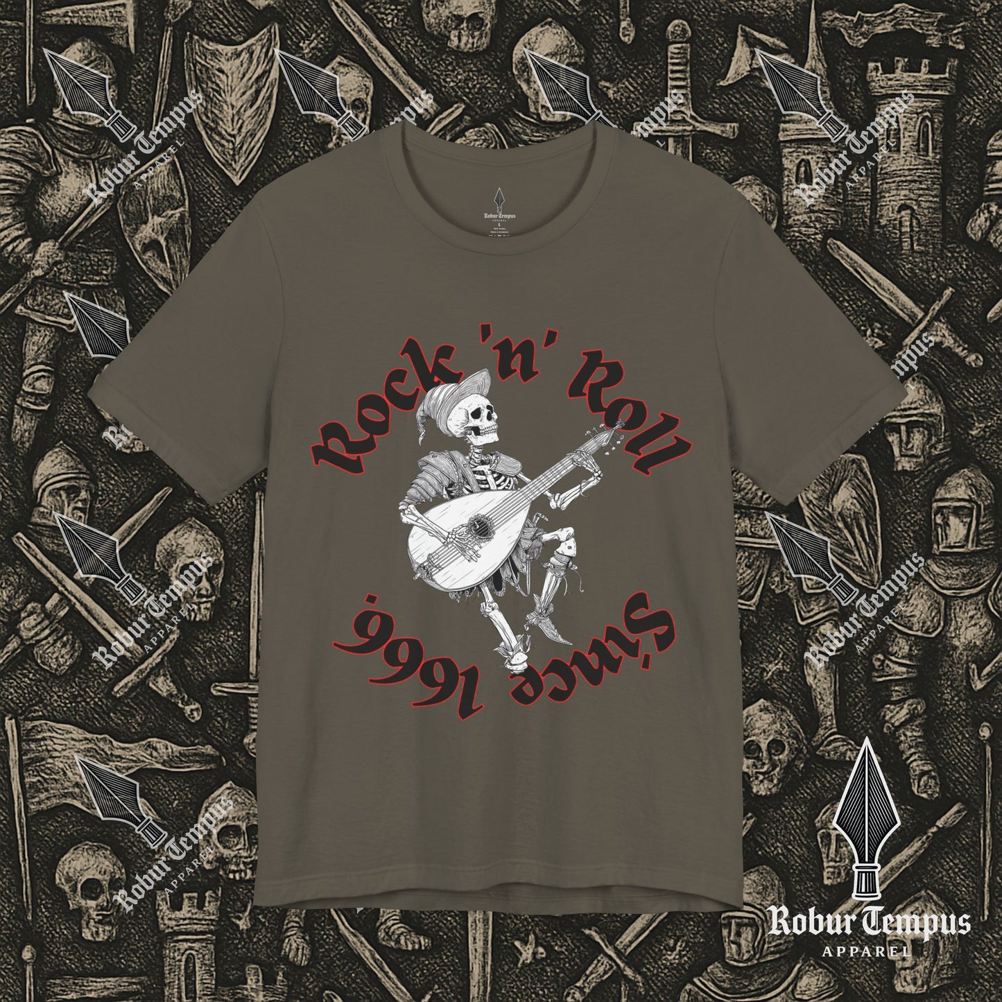 Rock N Roll Skeleton Playing a Lute Graphic T-Shirt