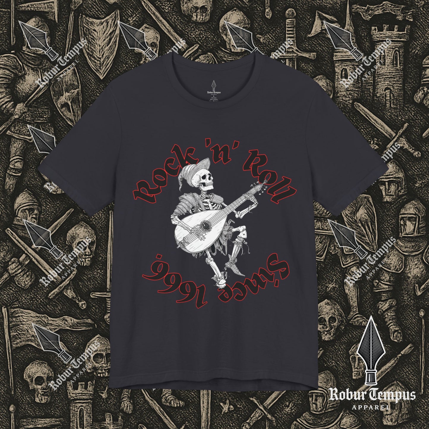 Rock N Roll Skeleton Playing a Lute Graphic T-Shirt