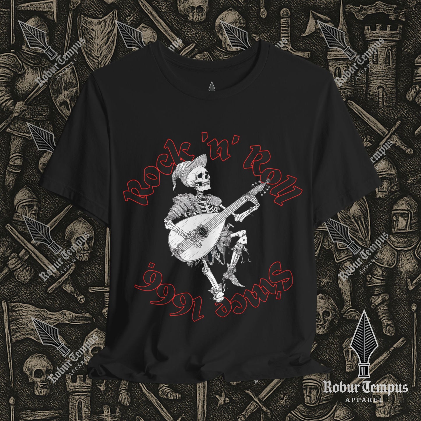 Rock N Roll Skeleton Playing a Lute Graphic T-Shirt