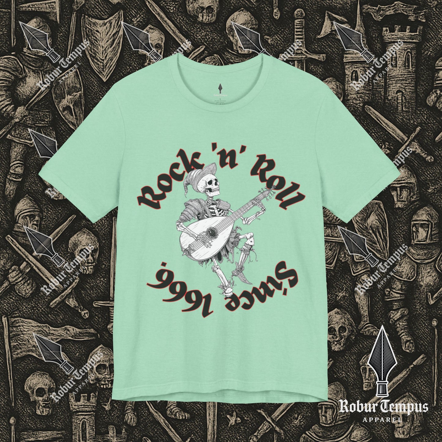 Rock N Roll Skeleton Playing a Lute Graphic T-Shirt
