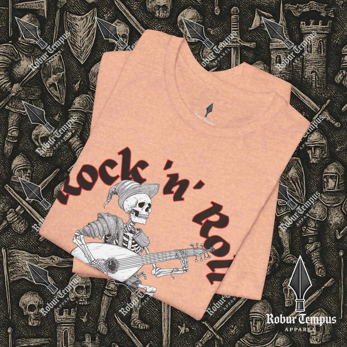 Rock N Roll Skeleton Playing a Lute Graphic T-Shirt