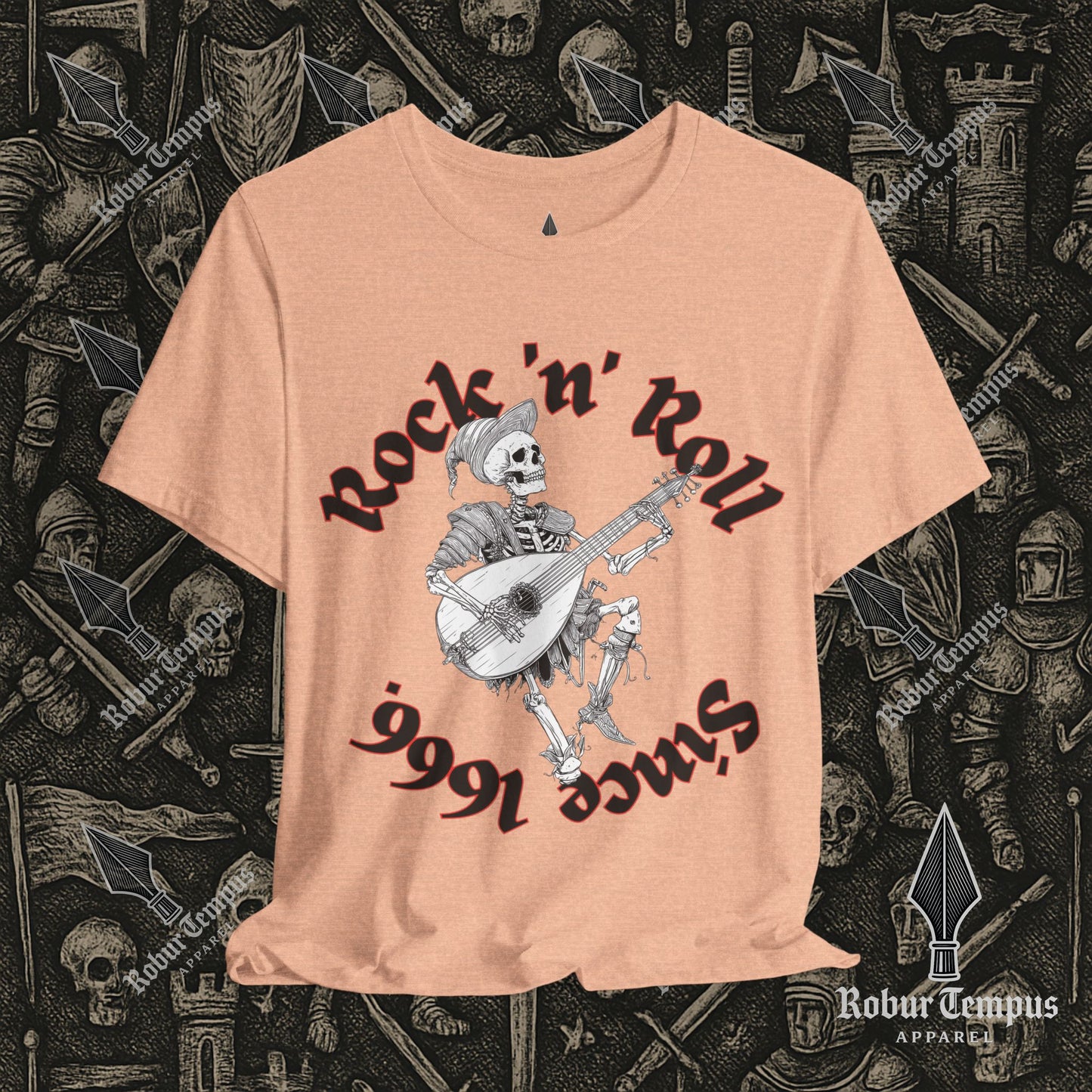 Rock N Roll Skeleton Playing a Lute Graphic T-Shirt