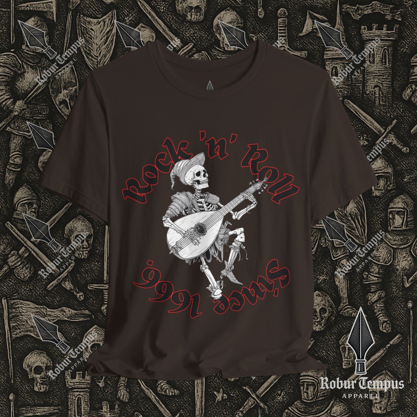Rock N Roll Skeleton Playing a Lute Graphic T-Shirt