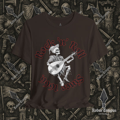 Rock N Roll Skeleton Playing a Lute Graphic T-Shirt