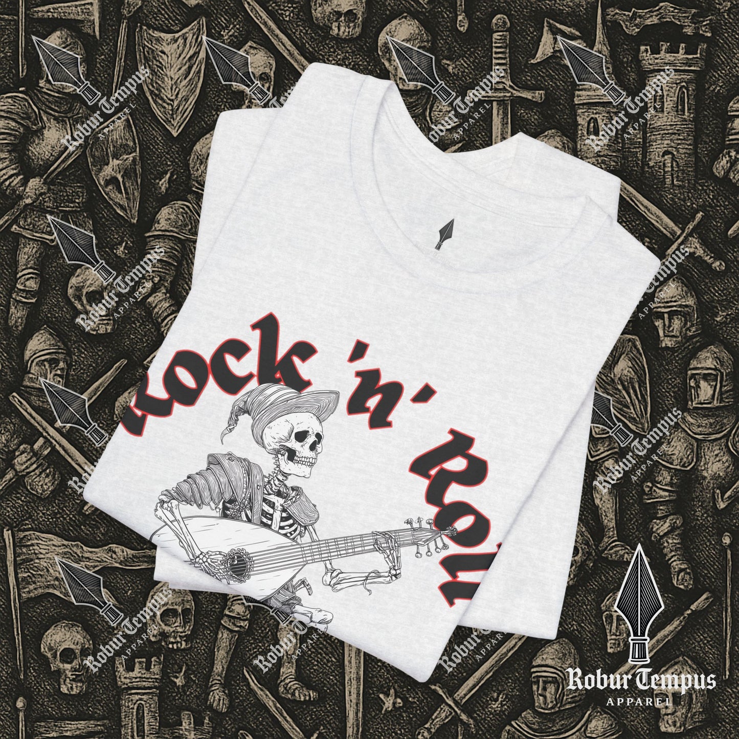 Rock N Roll Skeleton Playing a Lute Graphic T-Shirt