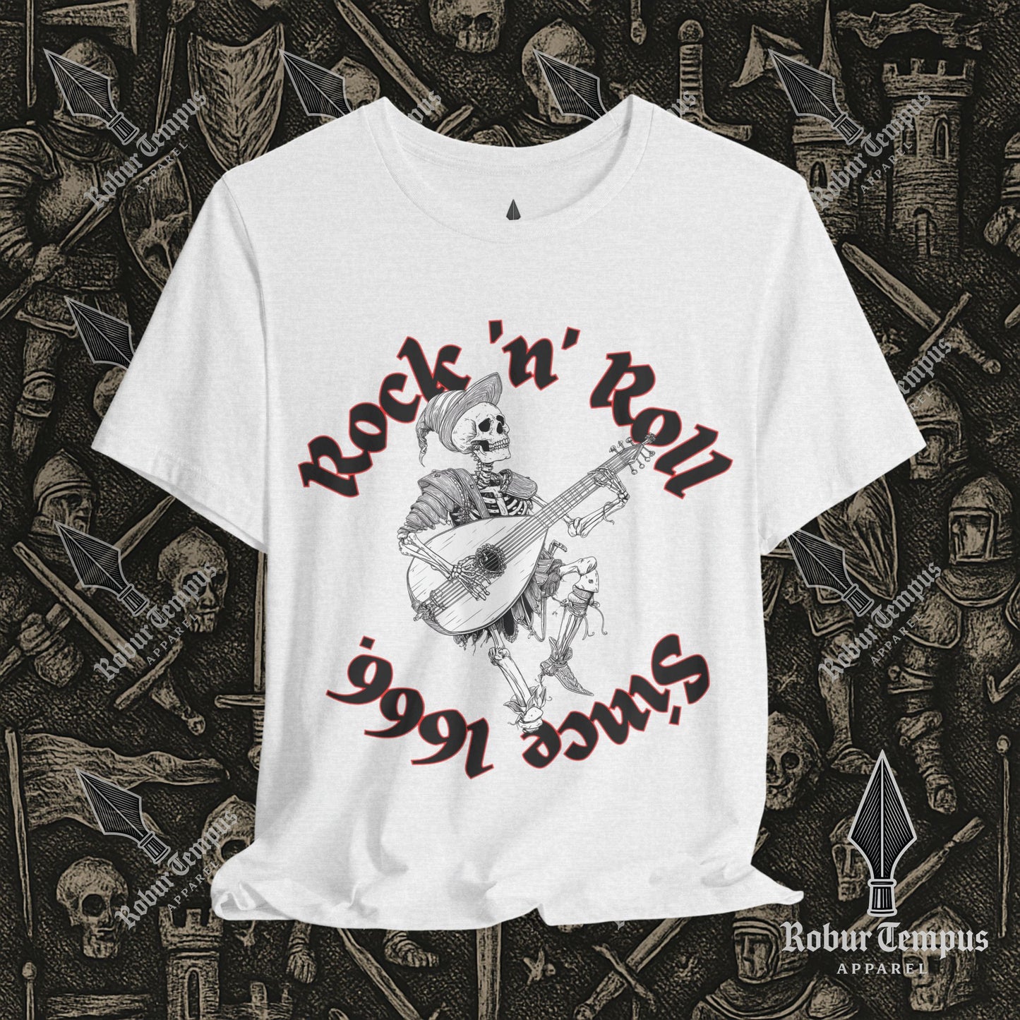 Rock N Roll Skeleton Playing a Lute Graphic T-Shirt