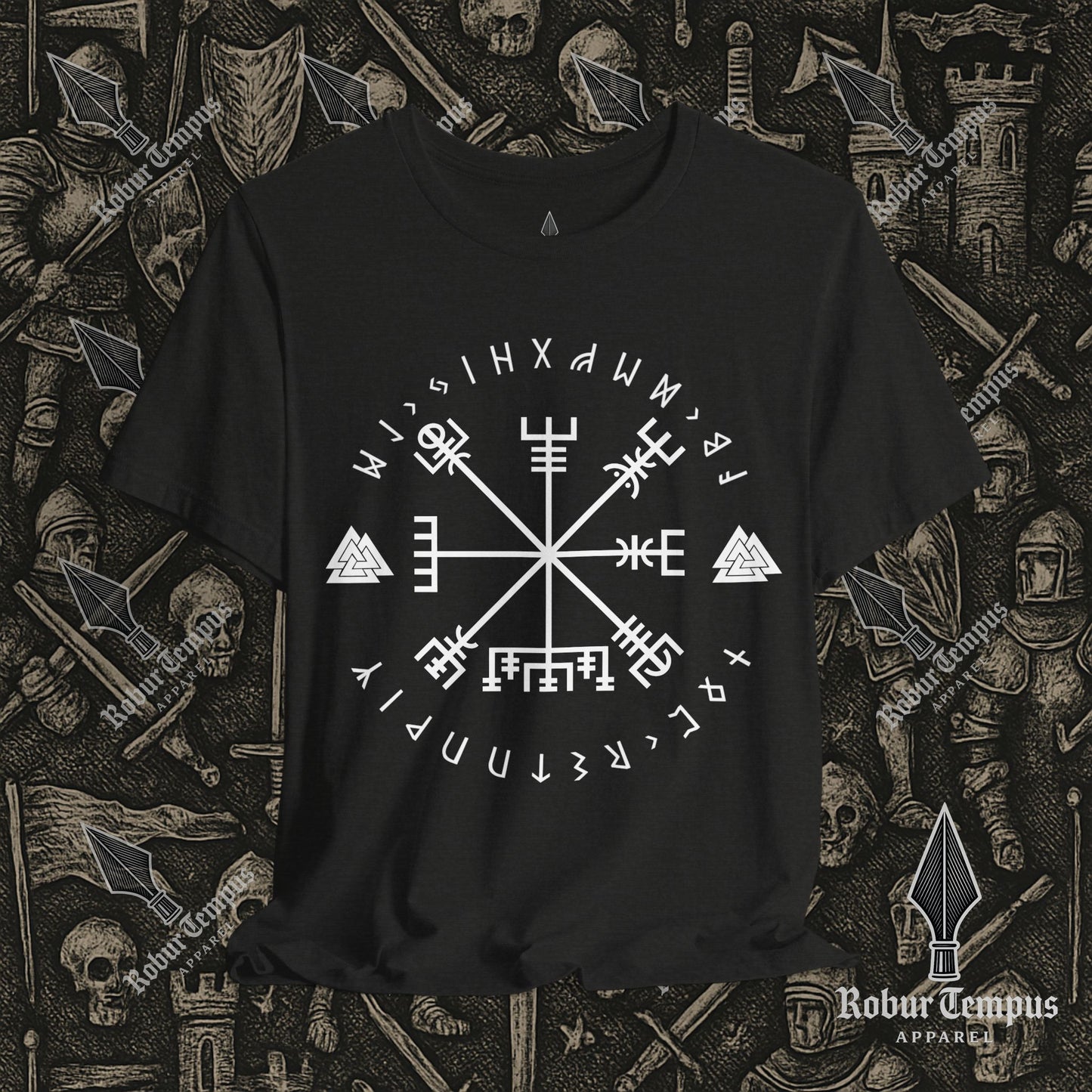 Vegvisir Runic Lettering T-Shirt