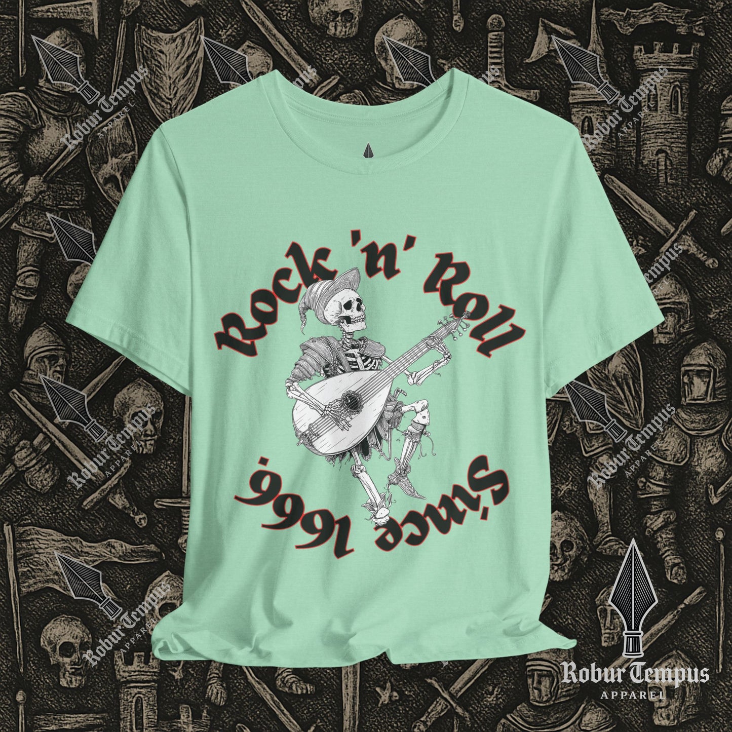 Rock N Roll Skeleton Playing a Lute Graphic T-Shirt