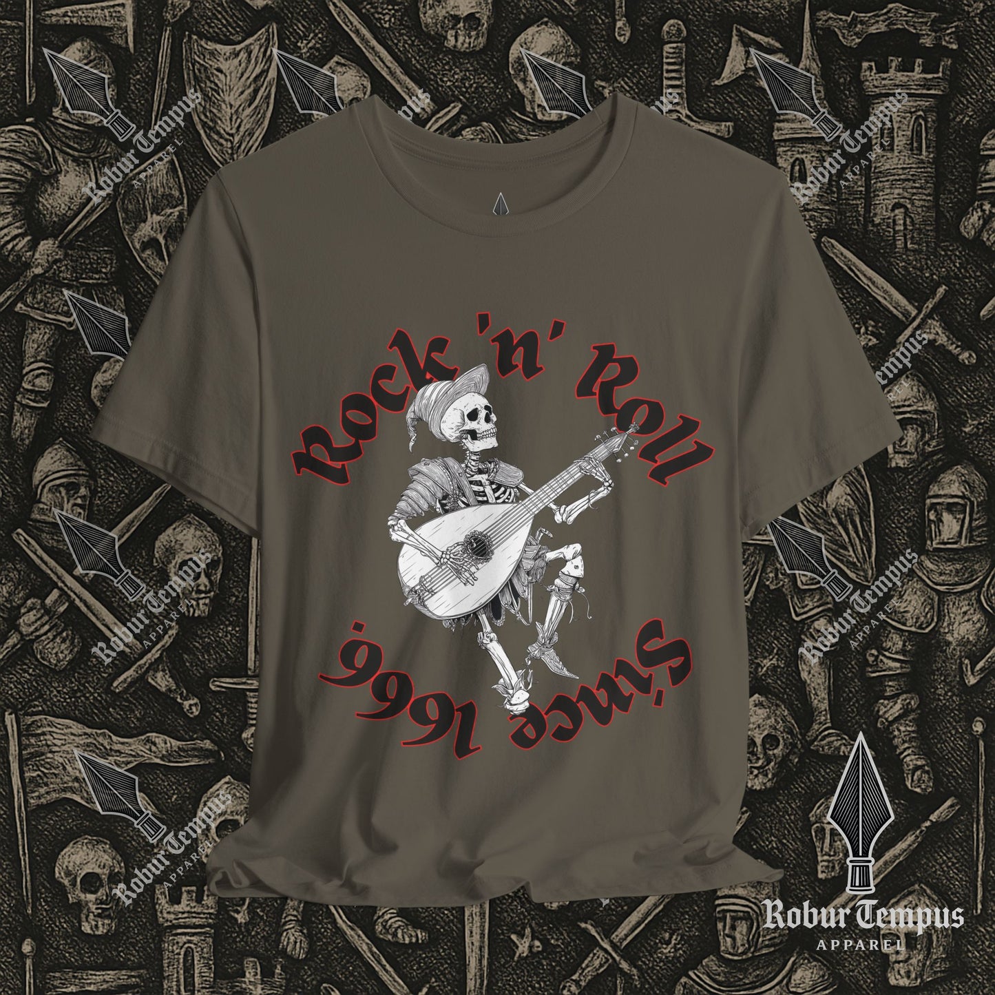 Rock N Roll Skeleton Playing a Lute Graphic T-Shirt