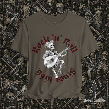 Rock N Roll Skeleton Playing a Lute Graphic T-Shirt