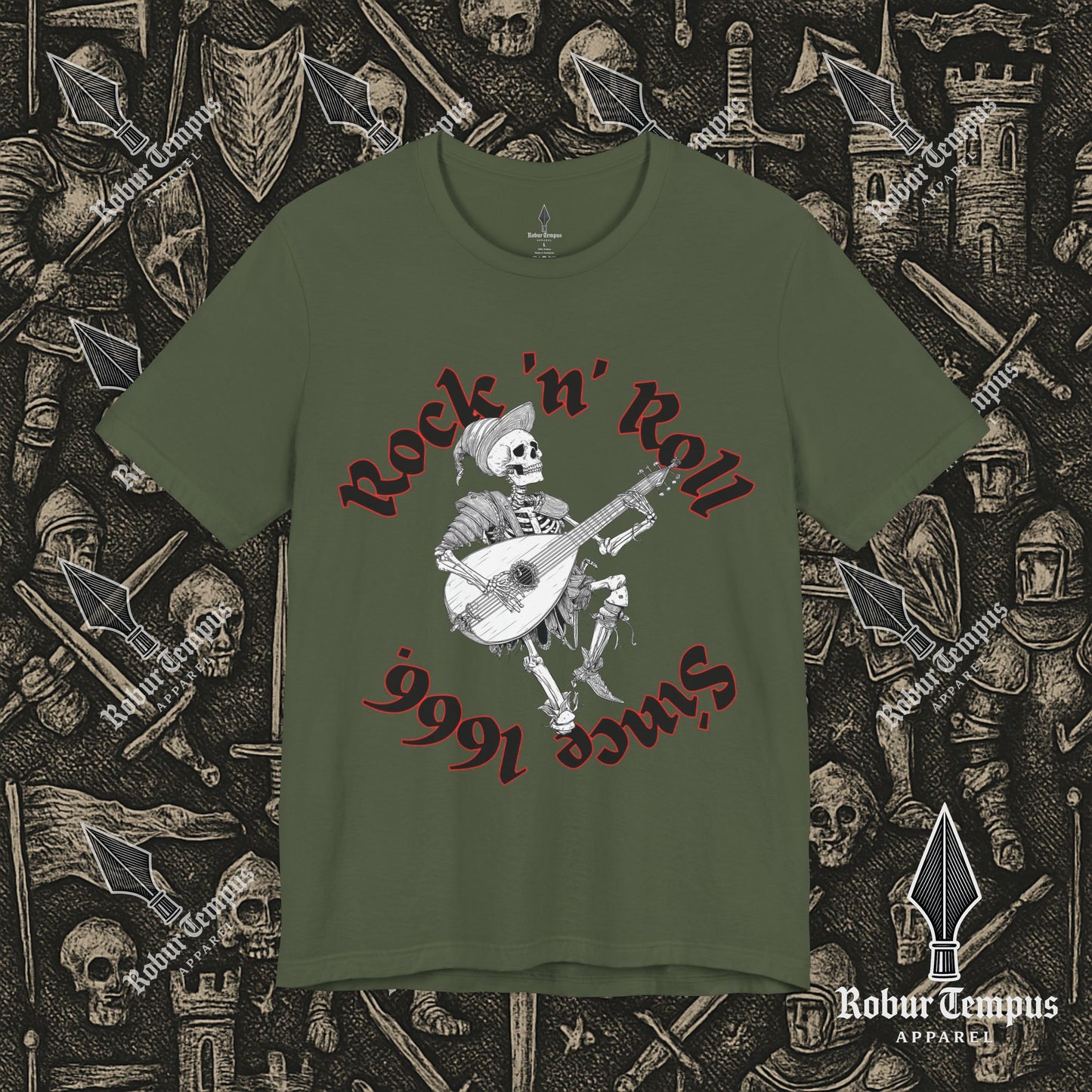 Rock N Roll Skeleton Playing a Lute Graphic T-Shirt
