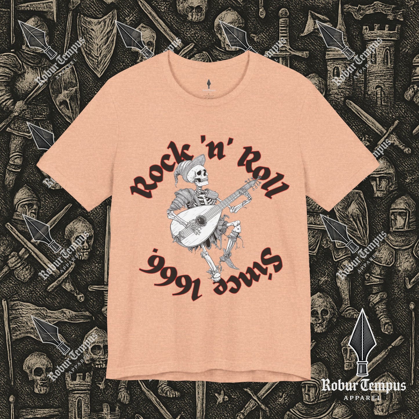 Rock N Roll Skeleton Playing a Lute Graphic T-Shirt